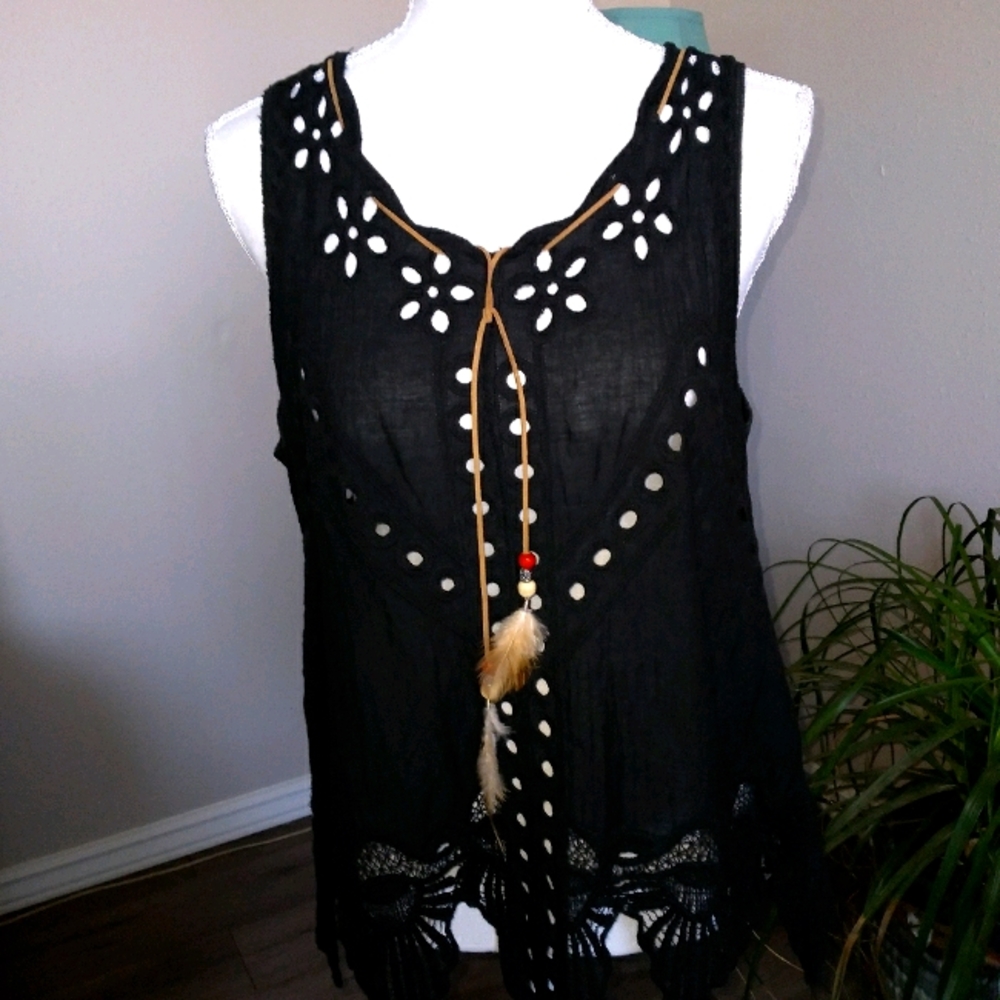 3 for $10 Black Lace and Crochet Type Top